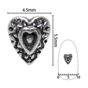 SHAREYDVA　ネイルパーツ コンチョ #1 ハート シルバー 4.5*5.5mm/5P