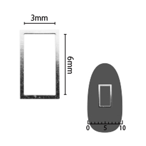 SHAREYDVA　ソフト 長方形 3×6mm シルバー 太(中抜き) 8P