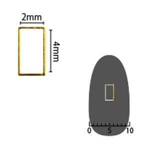 SHAREYDVA　ソフト 長方形 2×4mm ゴールド 細(中抜き) 8P