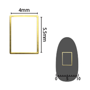 SHAREYDVA　ソフト 長方形 4×5.5mm ゴールド 細(中抜き) 8P