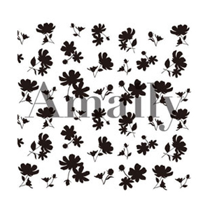 Amaily　ネイルシール No.1- 7 花シルエット (黒)