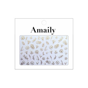 Amaily　ネイルシール No.3-24 フラワースケッチ (白G)