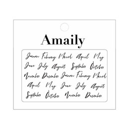 Amaily　ネイルシール No.2-20 マンスレタリング 黒