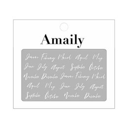 Amaily　ネイルシール No.2-21 マンスレタリング 白