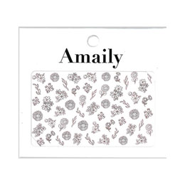 Amaily　ネイルシール No.3-27 ファンシーフラワー(白)