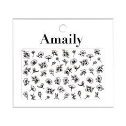 Amaily　ネイルシール No.3-30 クラシカルフラワー(白黒)