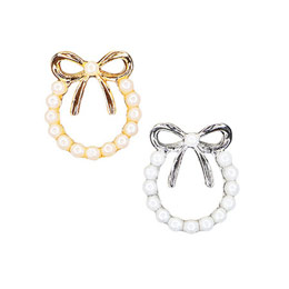 SONAIL　パールリース リボンチャーム デコパーツ シルバー&ゴールド FY000242