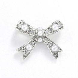 SONAIL　ポンポンパール メタリックリボン シルバー FY000327