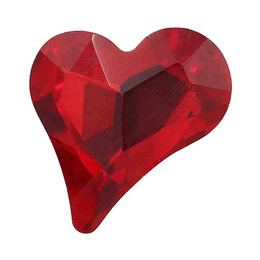 MATIERE　ガラスストーン アシンメトリーハート(3DB) レッド 8×9mm