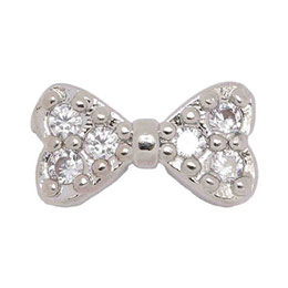 MATIERE　メタルパーツ クリスタルリボン シルバー