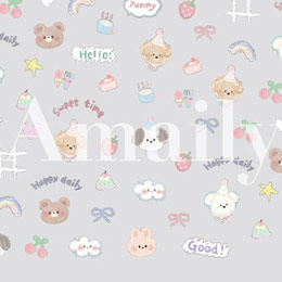 Amaily　ネイルシール No.3-52 ゆるふわアニマル