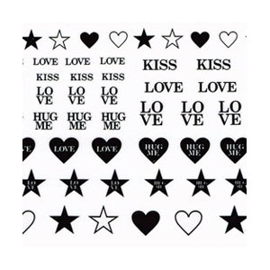 Amaily　ネイルシール No.2- 5 LOVEメッセージ (黒)