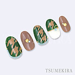 TSUMEKIRA　福岡あみプロデュース 千鳥格子Grande キャメル＆ブルー